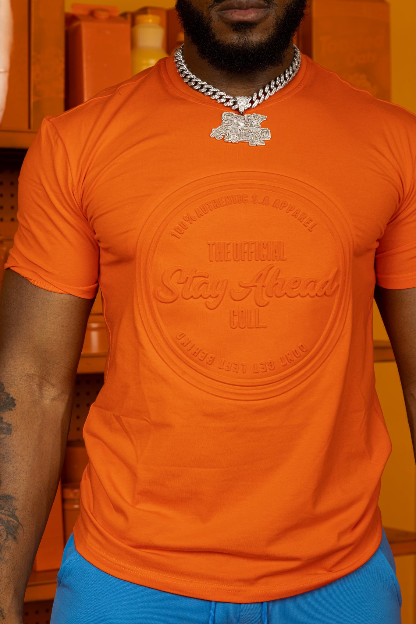 Orange Embossed Tee