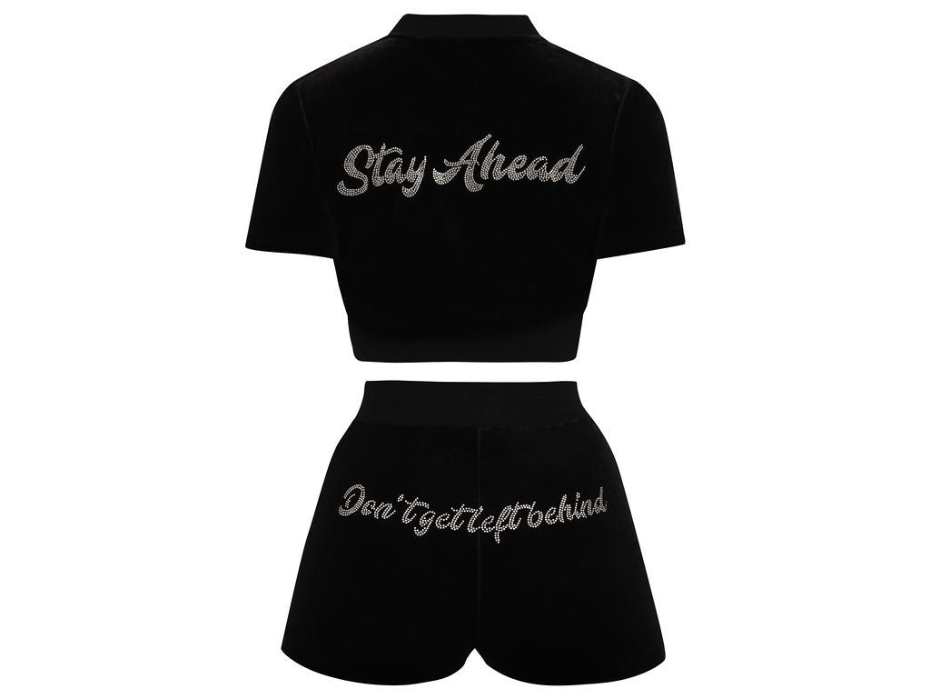 Black Velvet Crop Set