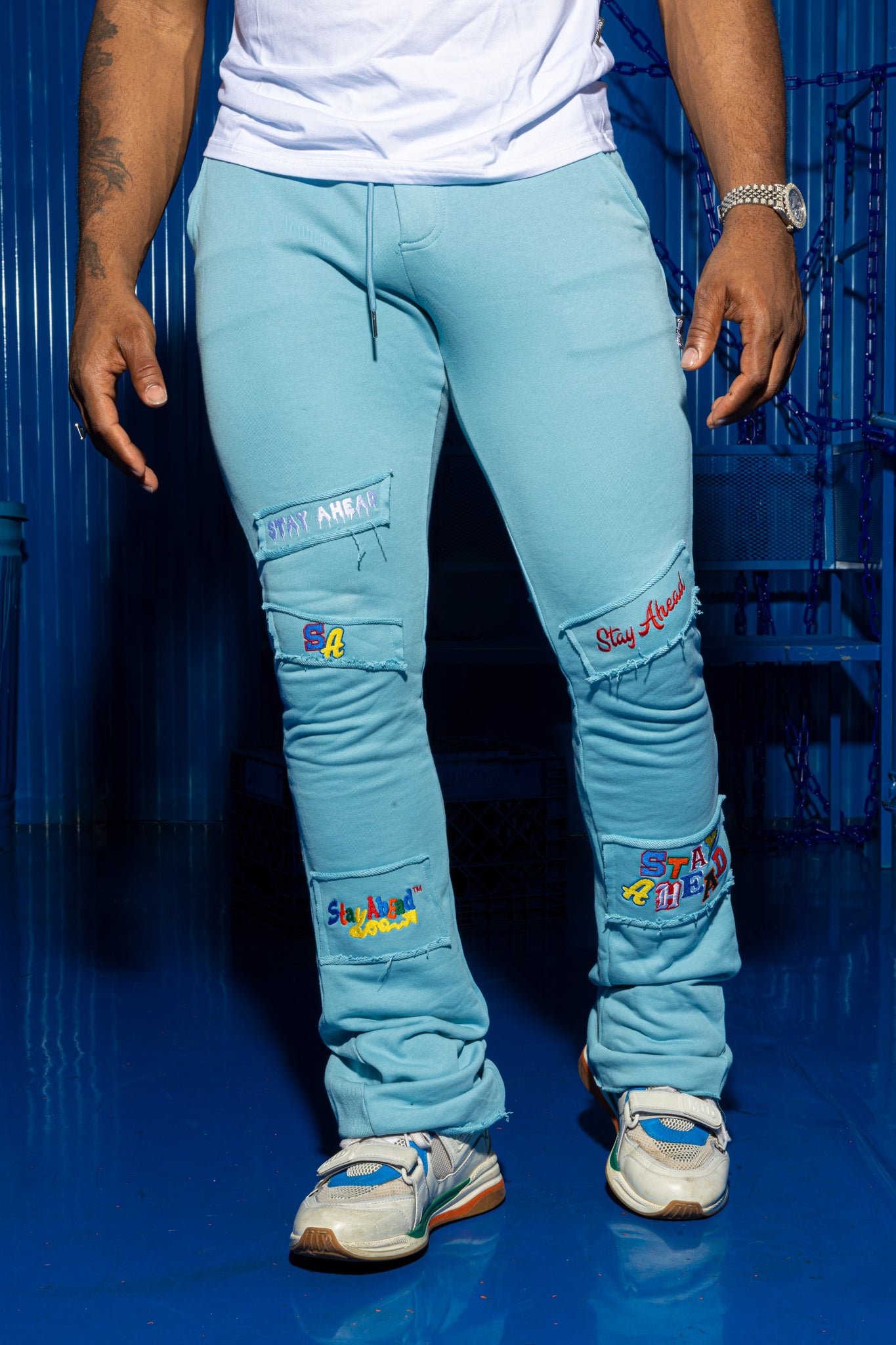 Light blue Anniversary Stacked Pants