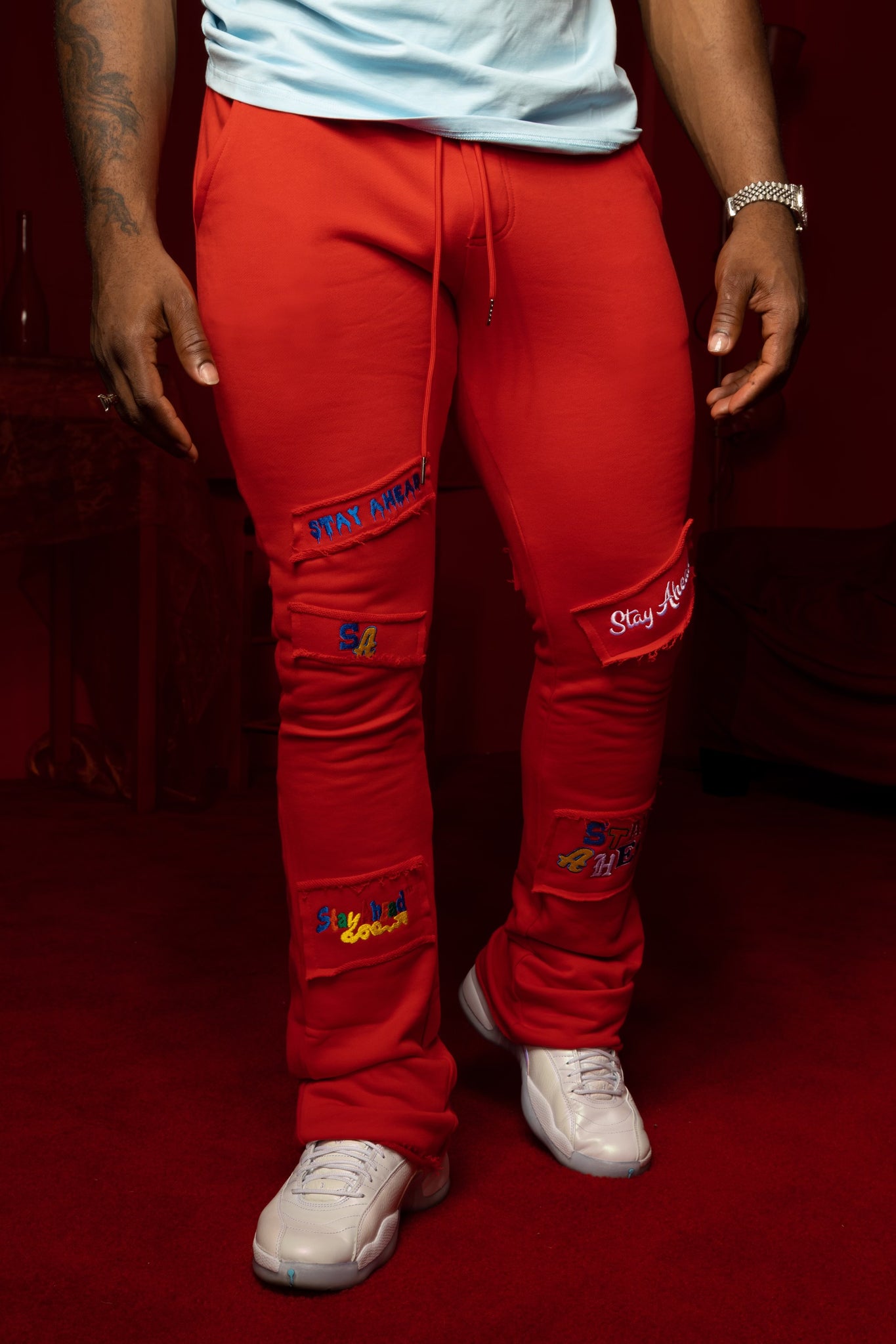 Red Anniversary Stacked Pants