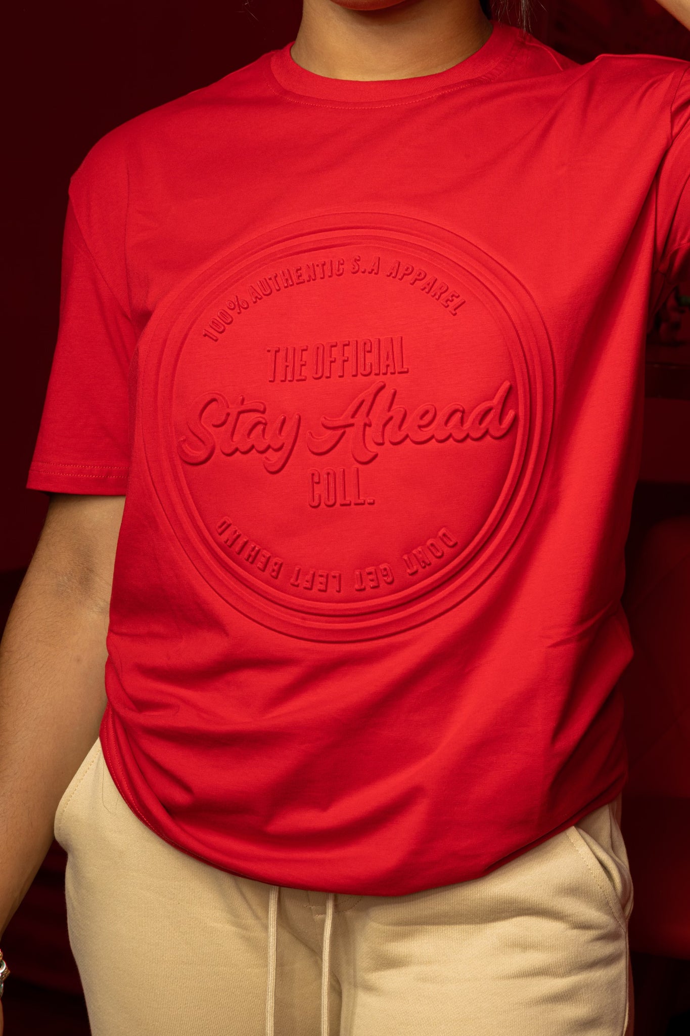 Red Embossed Tee