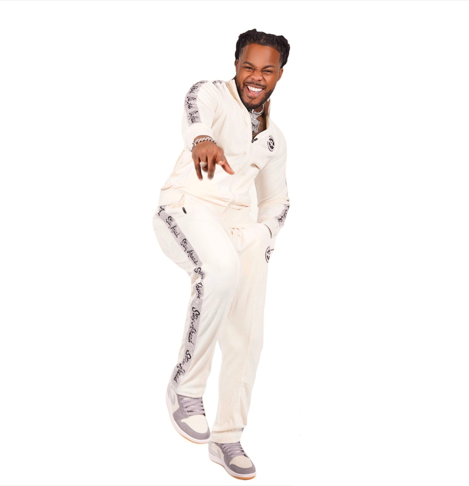 Glistening Velour Suit “CREAM”